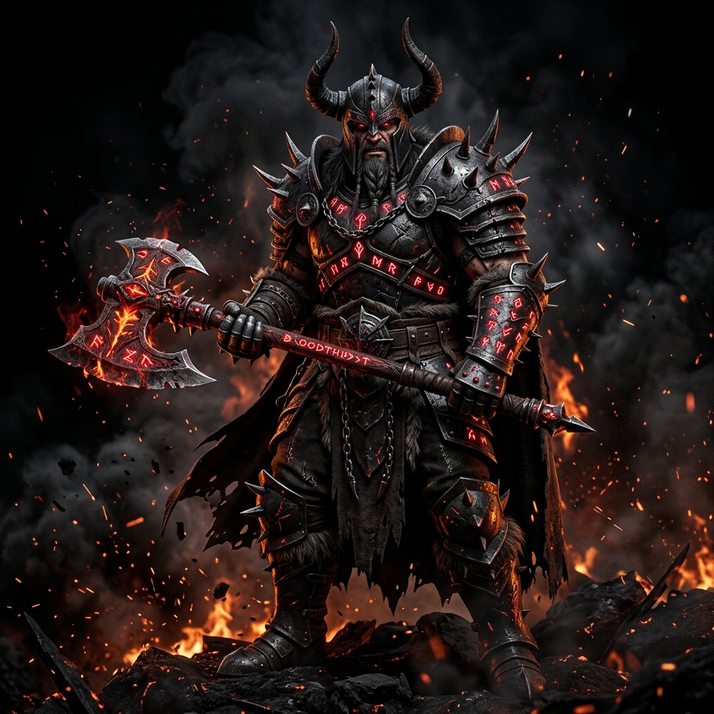 Personagem guerreiro sombrio épico inspirado em Diablo